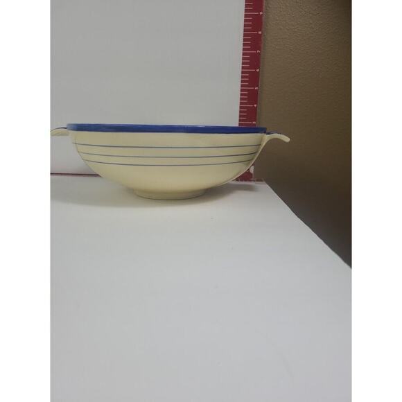 Myott Son & Co England Vegetable Serving Dish VTG 10" Blue Flower Stripes Rare - Picture 9 of 10